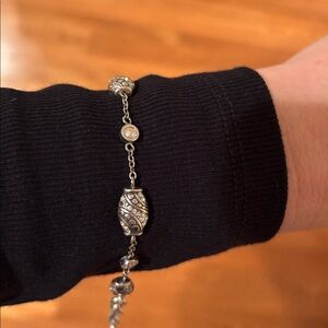 Brighton Silver Color Bracelet with Ornate Crystals Accents 7-8” adjustable